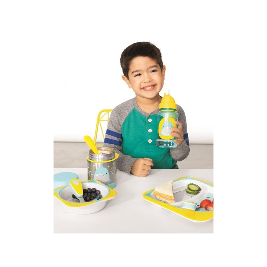 Skip Hop - Contenitore termico per alimenti con cucchiaio/forchetta ZOO 325 ml squalo