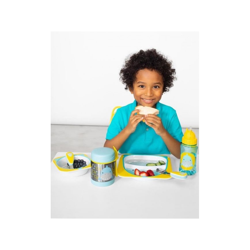 Skip Hop - Contenitore termico per alimenti con cucchiaio/forchetta ZOO 325 ml squalo