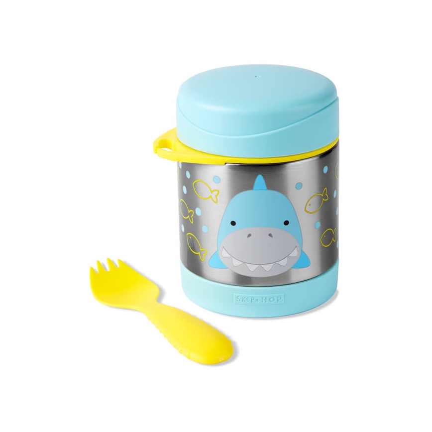 Skip Hop - Contenitore termico per alimenti con cucchiaio/forchetta ZOO 325 ml squalo
