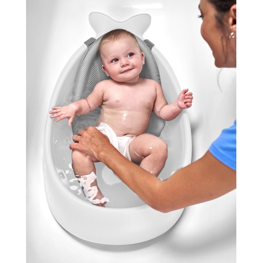 Skip Hop - Vaschetta per bambini con cuscino ergonomico MOBY 3 bianco