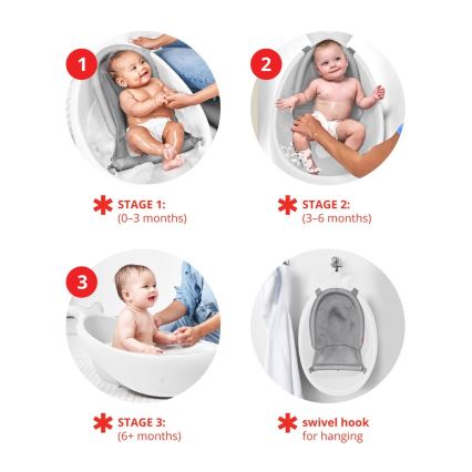 Skip Hop - Vaschetta per bambini con cuscino ergonomico MOBY 3 bianco
