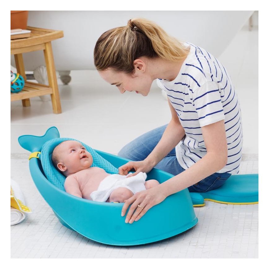 Skip Hop - Vaschetta per bambini con cuscino ergonomico MOBY 3 blu