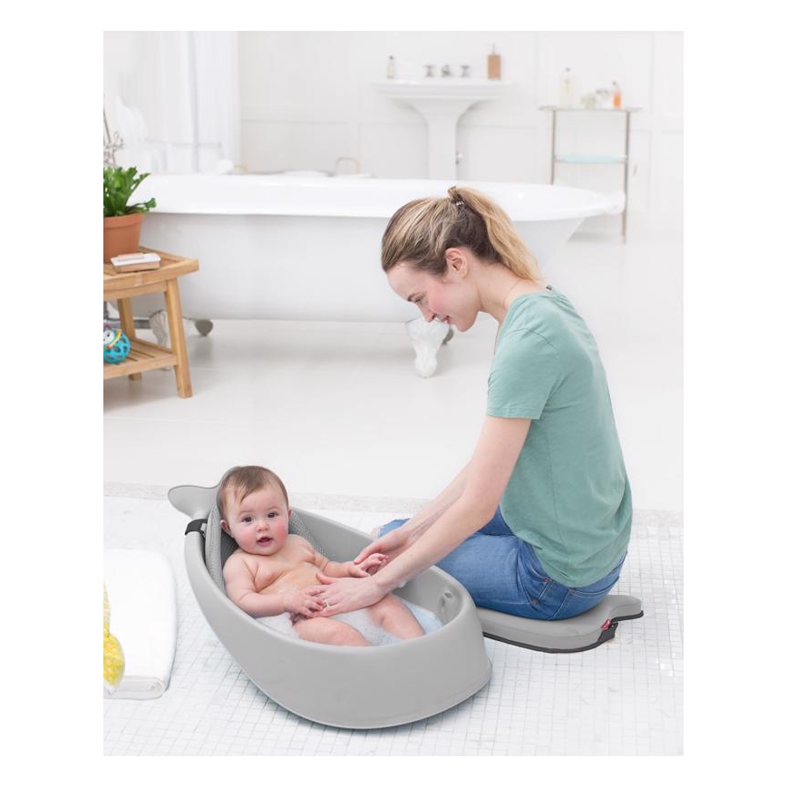 Skip Hop - Vaschetta per bambini con cuscino ergonomico MOBY 3 grigio
