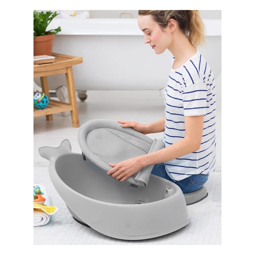 Skip Hop - Vaschetta per bambini con cuscino ergonomico MOBY 3 grigio