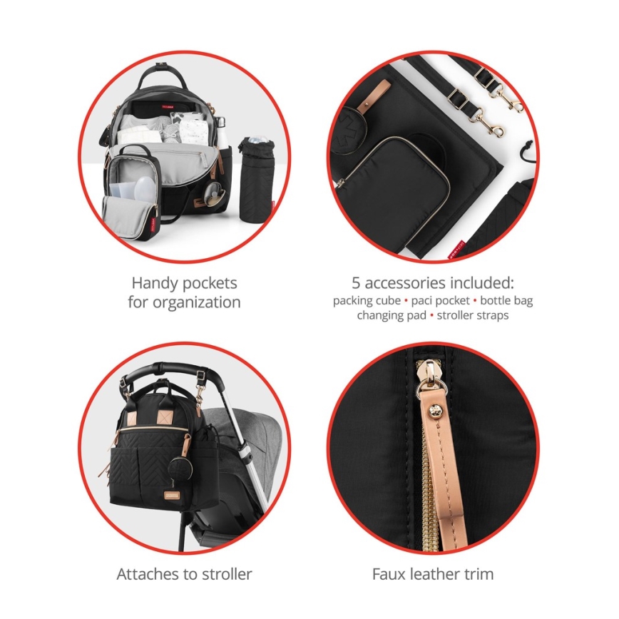 Skip Hop - Wickelrucksack für Kinderwagen 6in1 SUITE SET schwarz