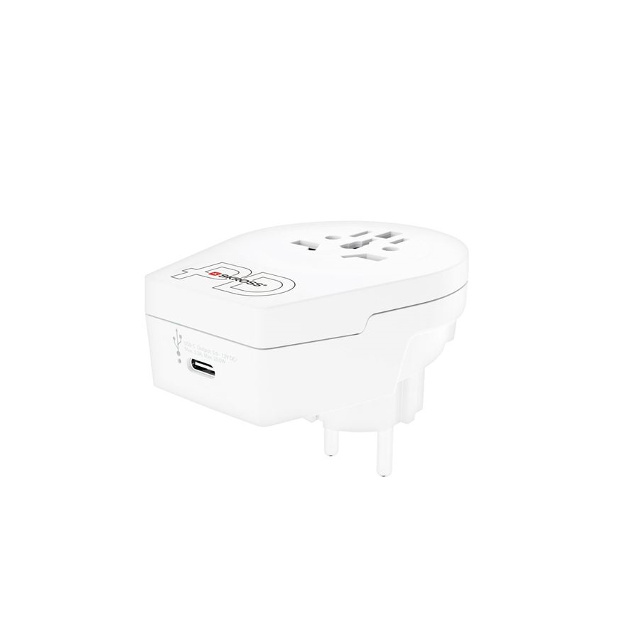 Adaptateur de voyage Europe USB C20PD pour voyageurs étrangers en République tchèque — USB‑C 20W, prise type E/F