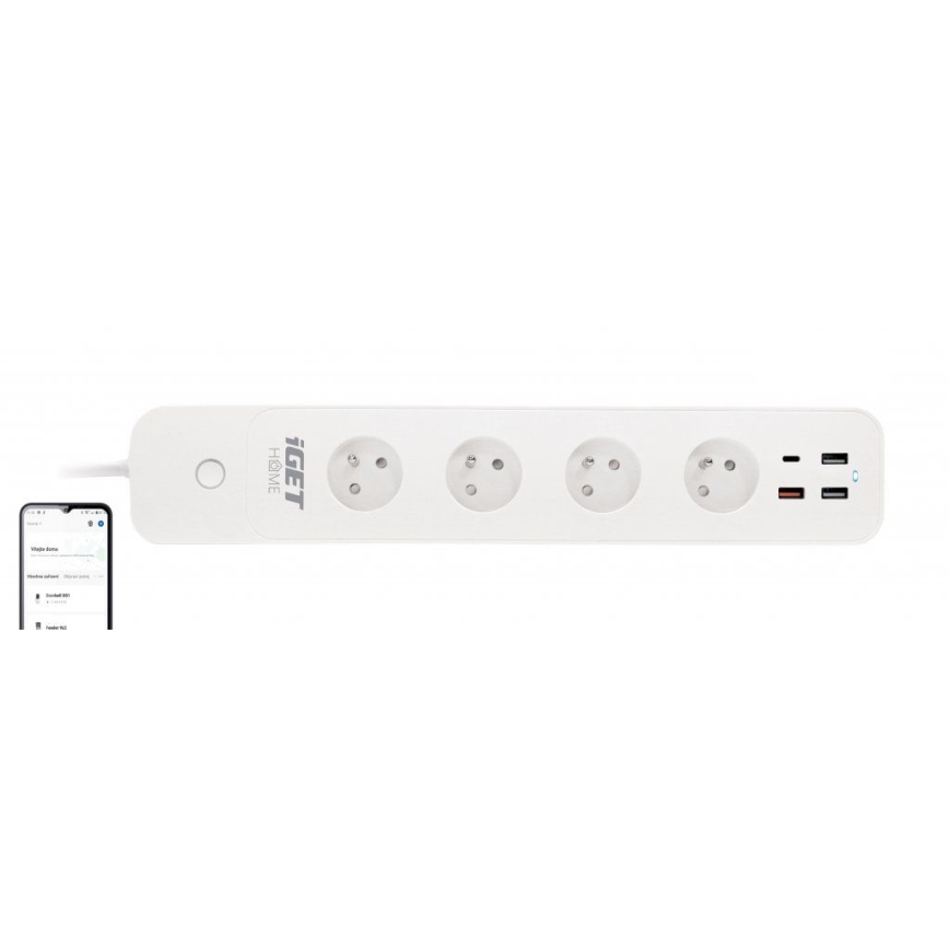 Smart extension cavo con interruttore 1,5 m 4Z + 4xUSB Wi-Fi