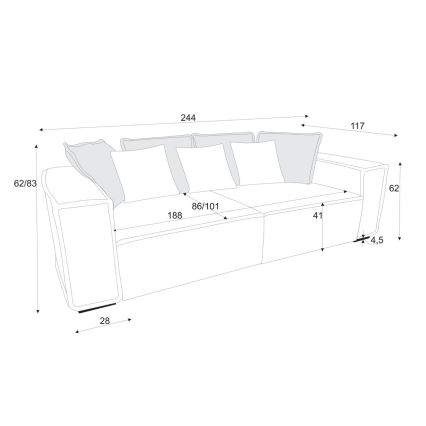Sofa BOLZANO gelb/braun