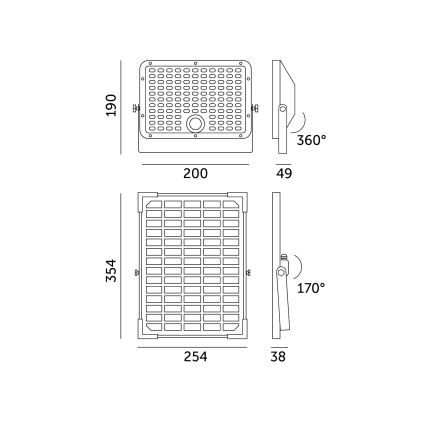 Solar-Außenstrahler mit Sensor LED/30W/6,4V 4000K IP65 + Fernbedienung