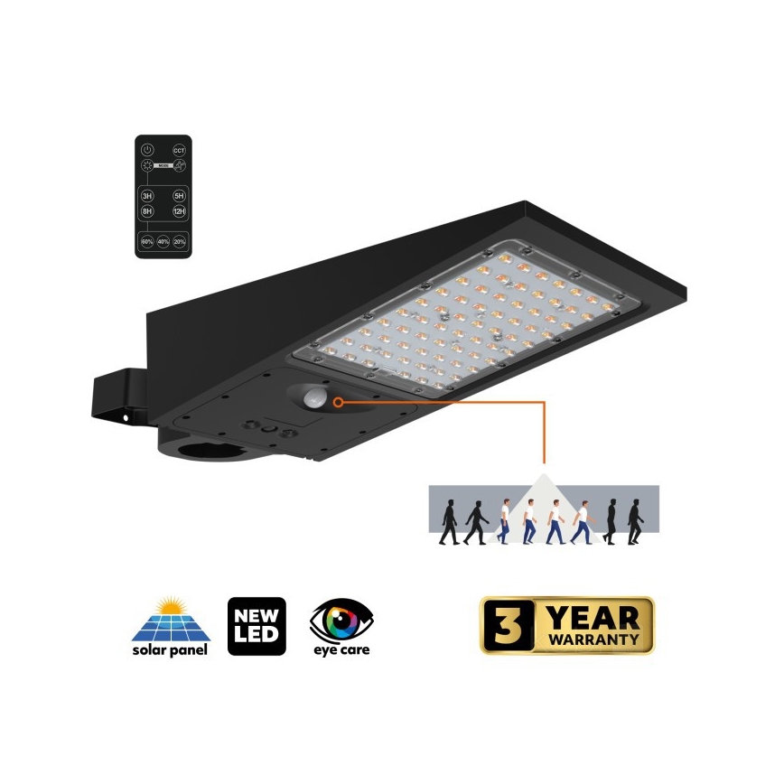 Dimmbare LED-Solar-Straßenleuchte mit Sensor STREET LED/30W/9,6V 3000/4000K 6000 mAh IP65 + Fernbedienung