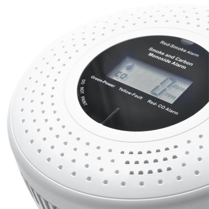 Détecteur de fumée et de monoxyde de carbone avec écran LCD 2xAA