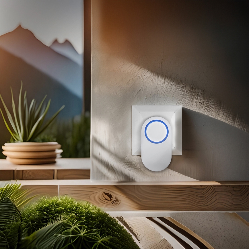 Campanello wireless con spina integrata 230V/1xCR2032 IP56 bianco