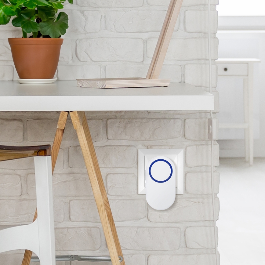 Sonnette sans fil à brancher 230V/1xCR2032 IP56 blanc