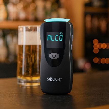 Professioneller kontaktloser Alkoholtester mit Brennstoffzelle, 0,0 - 5,0‰ BAC, Empfindlichkeit 0,08‰, 3xAA