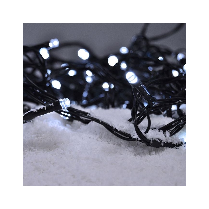Guirlande lumineuse LED extérieure 100 LED, 8 fonctions, 13 m, IP44, blanc froid