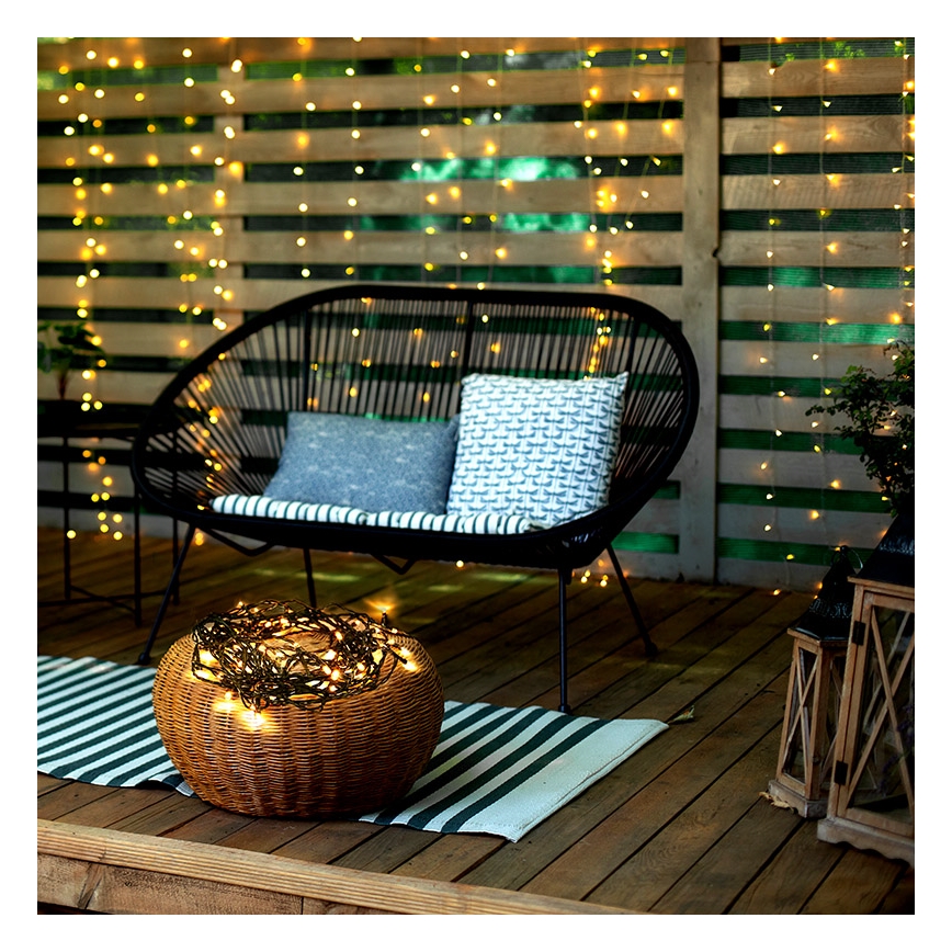 LED-Außen-Weihnachtskette 100xLED/8 Funktionen IP44 13m warmweiß