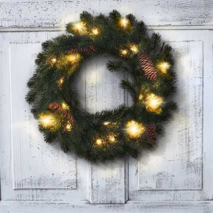 Couronne de noël d'extérieur 15xLED/3xAA IP44