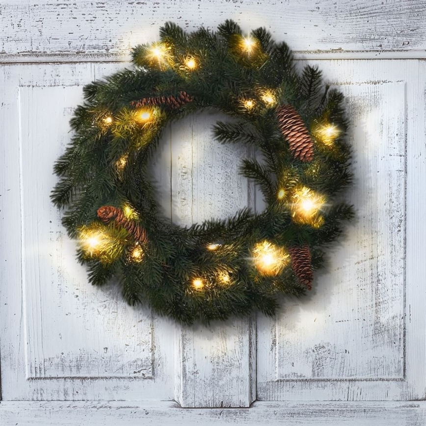 Couronne de noël d'extérieur 15xLED/3xAA IP44