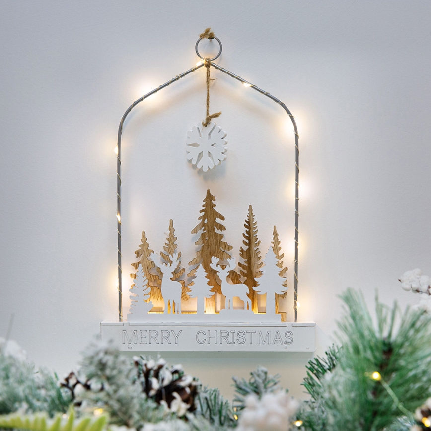 Decorazione natalizia LED LED/2xAA foresta con cervi