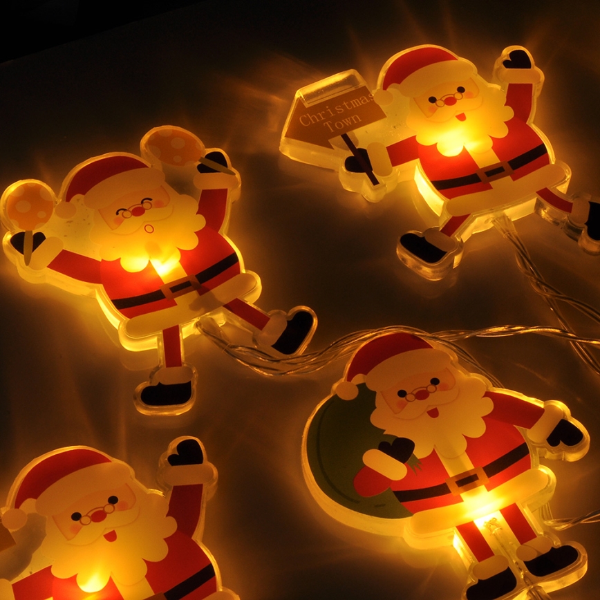 Guirlande LED avec ventouses 6×LED — 2×AA — 1,2 m — blanc chaud — Santa