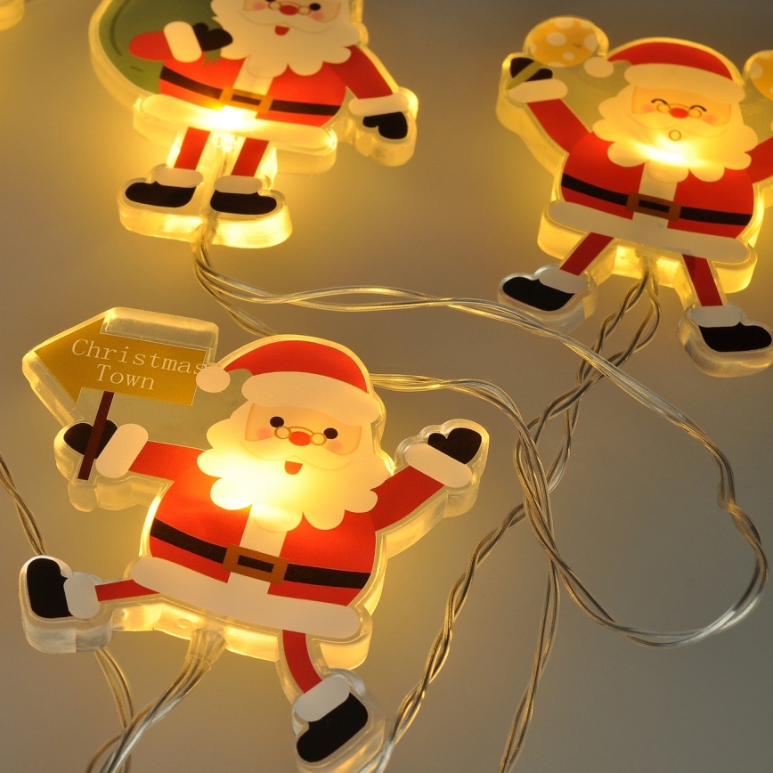 Guirlande LED avec ventouses 6×LED — 2×AA — 1,2 m — blanc chaud — Santa