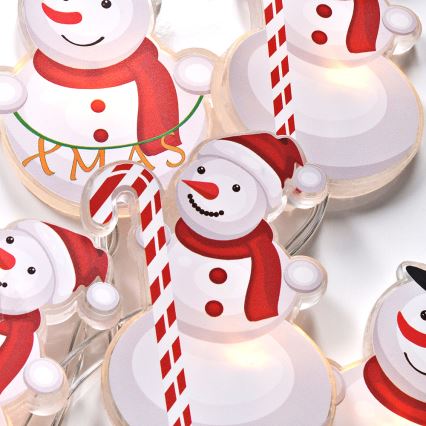 Guirlande LED à ventouses 6xLED/2xAA 1,2m blanc chaud bonhomme de neige