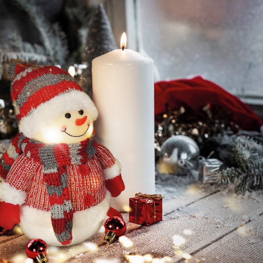 Decorazione natalizia LED LED/3xAA pupazzo di neve
