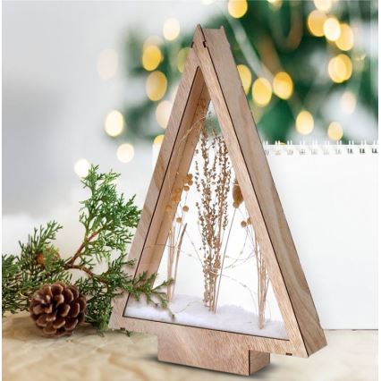 Décoration de Noël LED/2xAA fleurs d'hiver couvertes de neige