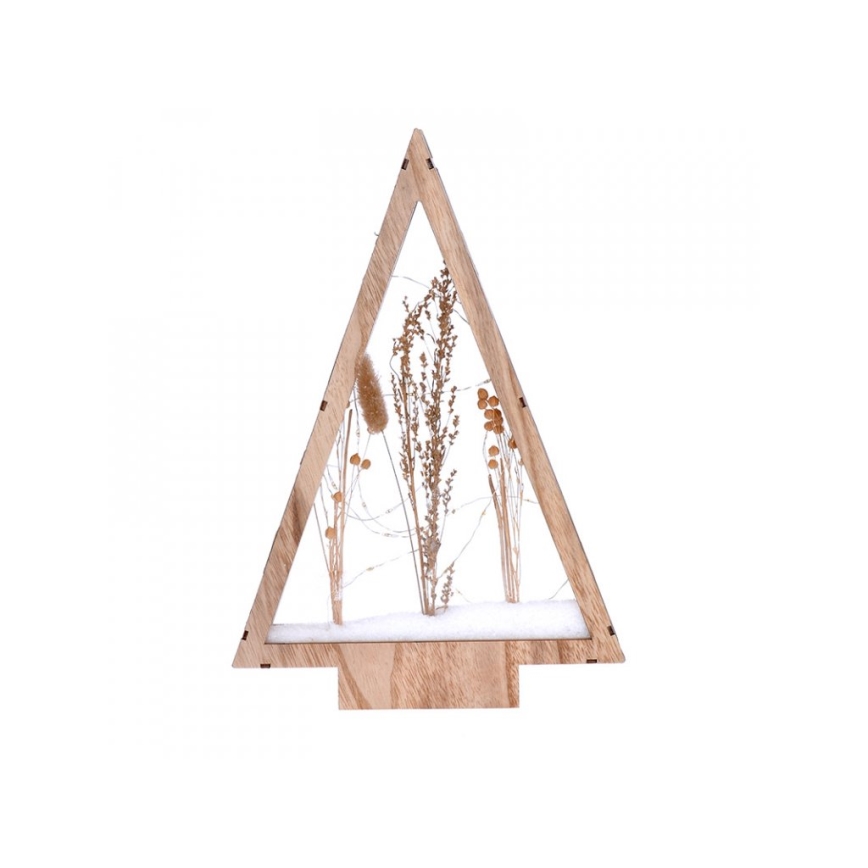 Décoration de Noël LED/2xAA fleurs d'hiver couvertes de neige