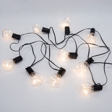 Guirlande LED décorative d'extérieur GIRLANDA — 10 LED, alimentée par 3 piles AA, 3 m, IP44, blanc chaud