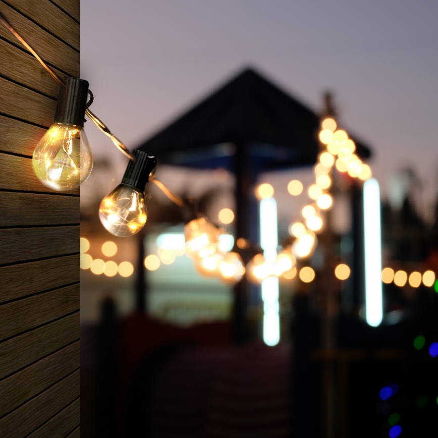 Guirlande LED décorative d'extérieur GIRLANDA — 10 LED, alimentée par 3 piles AA, 3 m, IP44, blanc chaud