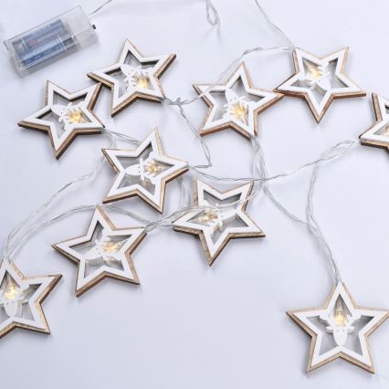 Guirlande LED 10xLED/2xAA 1,8 m blanc chaud