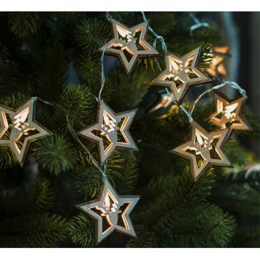 Guirlande LED 10xLED/2xAA 1,8 m blanc chaud