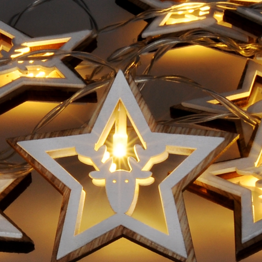 Guirlande LED 10xLED/2xAA 1,8 m blanc chaud