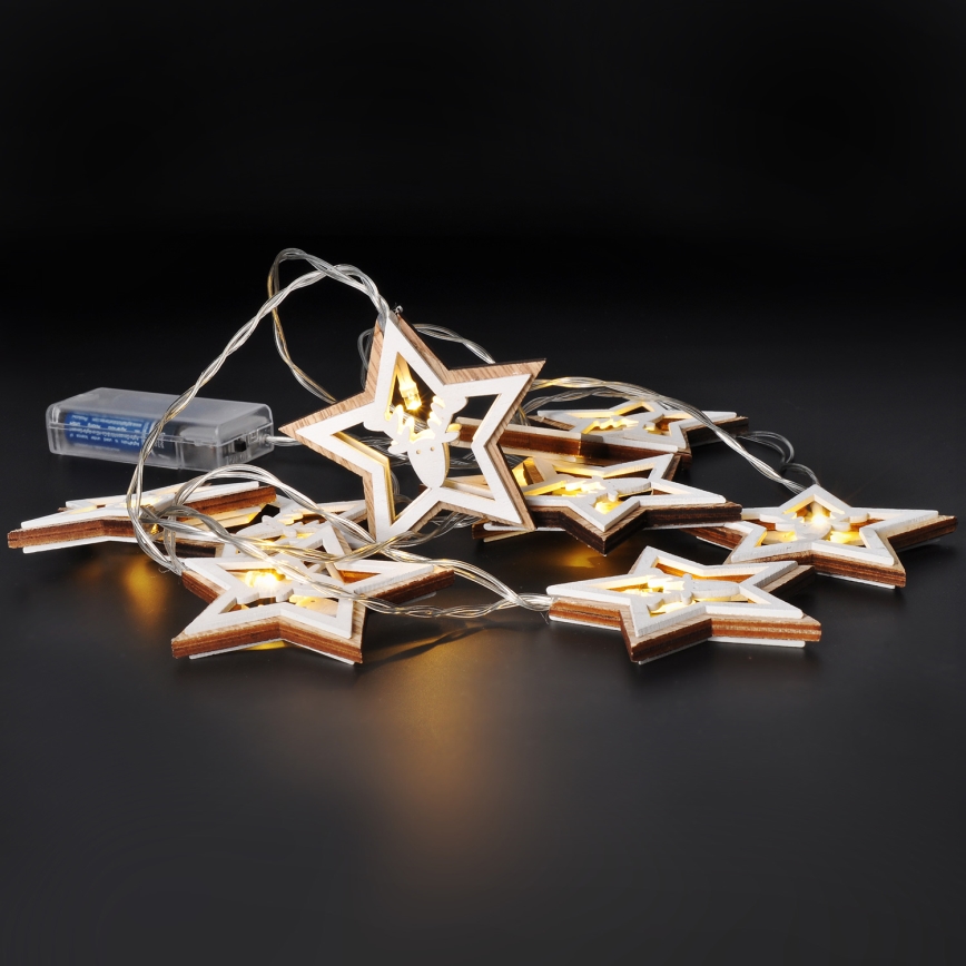 Guirlande LED 10xLED/2xAA 1,8 m blanc chaud