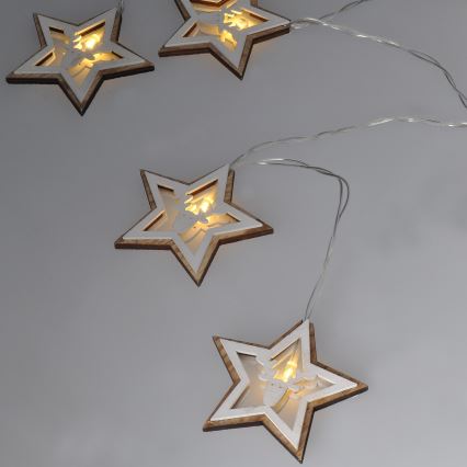 Guirlande LED 10xLED/2xAA 1,8 m blanc chaud