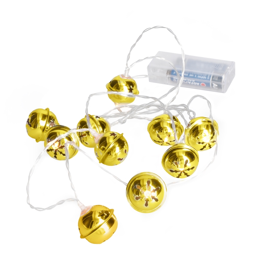 Catena natalizia LED 10xLED/2xAA/bianco caldo 1,8m jingle bells