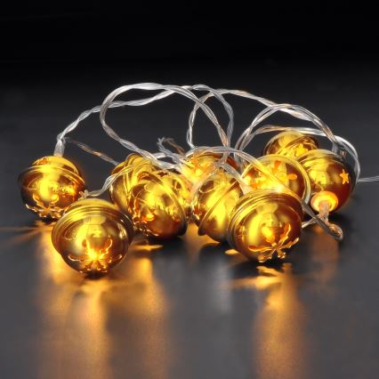 Catena natalizia LED 10xLED/2xAA/bianco caldo 1,8m jingle bells