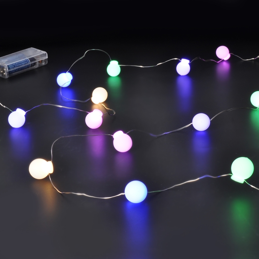 LED-Lichterkette, 40 LEDs, 2×AA, 4,3 m, mehrfarbig