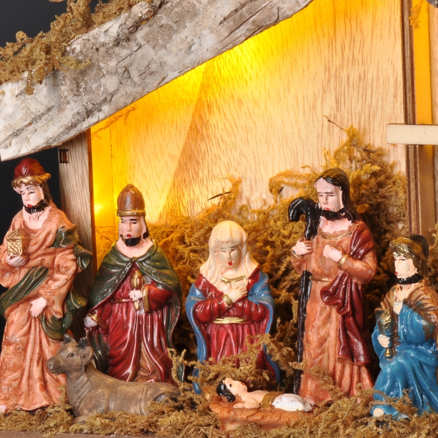 Décoration de Noël LED/2xAA/blanc chaud crèche