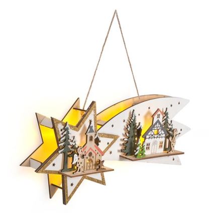 Decorazione natalizia a LED cometa, 10 LED, alimentazione 2x batterie AA