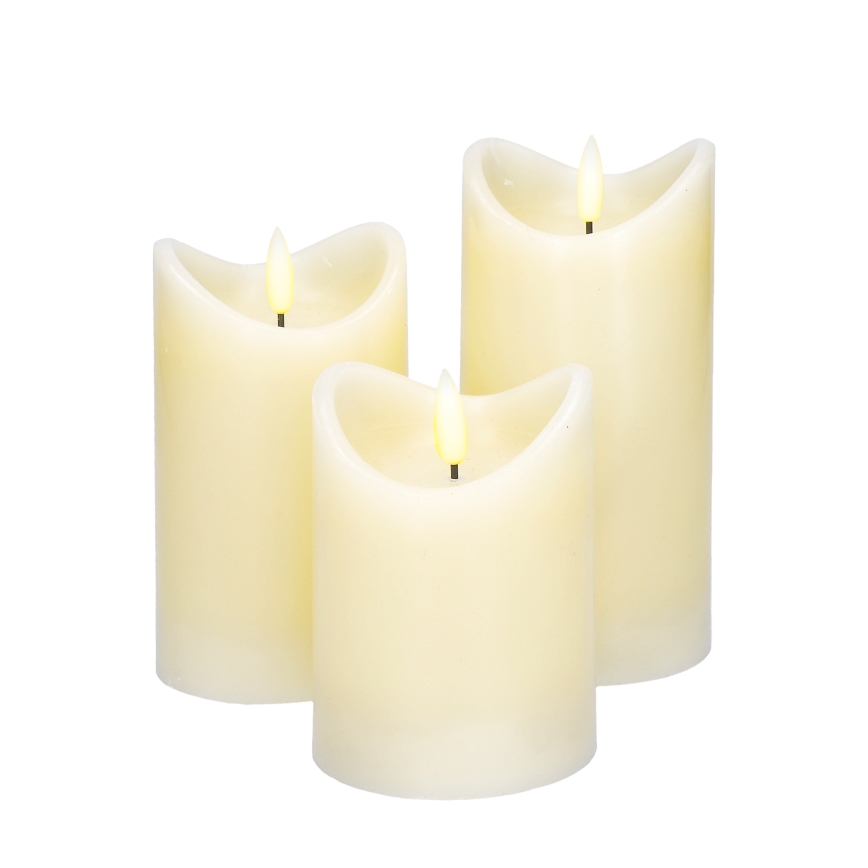 SET 3x LED Candela di cera naturale LED/3xAAA/bianco caldo