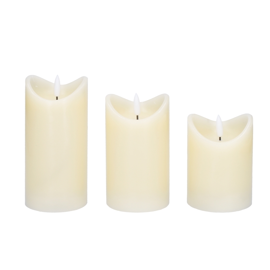 SET 3x LED Candela di cera naturale LED/3xAAA/bianco caldo