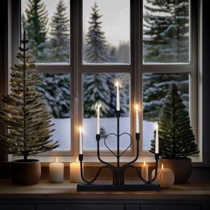 LED Weihnachtskerzenhalter 5xLED/2xAA warmweiß