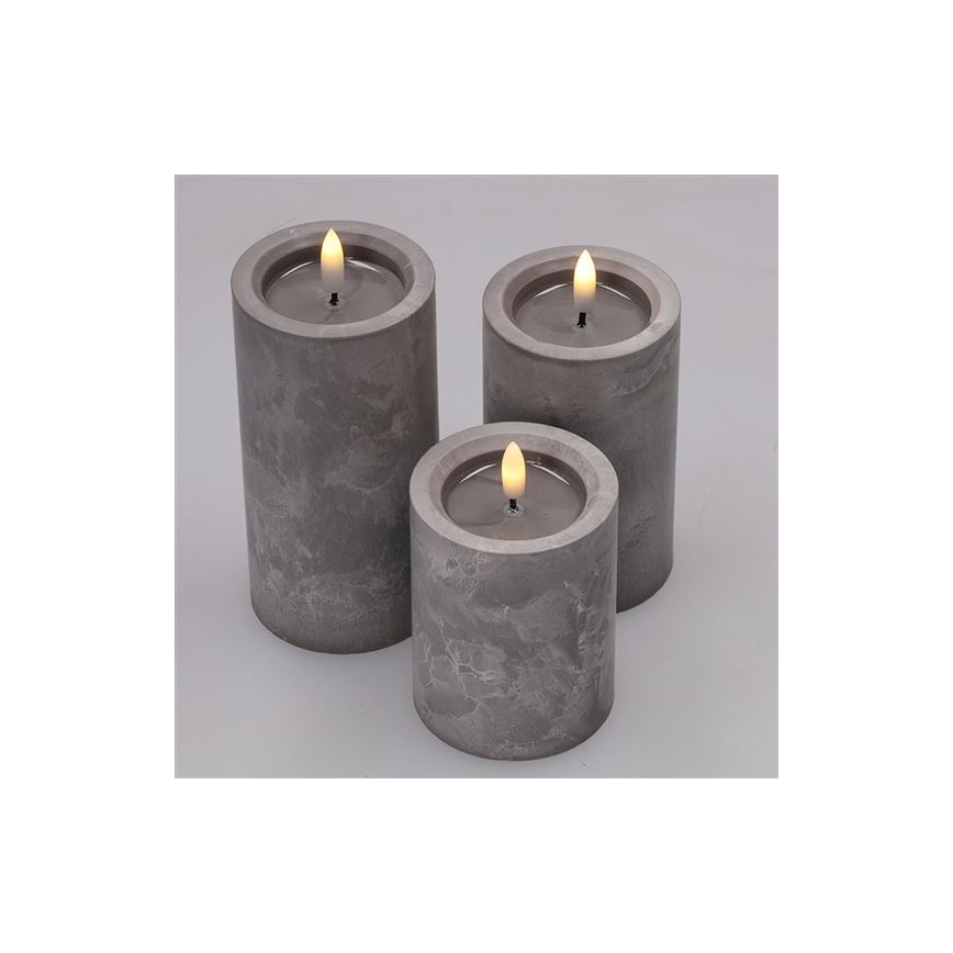 Set da 3 candele LED, alimentazione 2x AA, luce calda