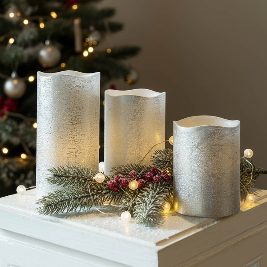 Set da 3 candele LED, alimentazione 3x AAA, luce calda