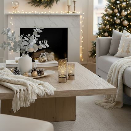 LOT DE 2 guirlandes LED de Noël 20xLED+10xLED/2xAA+3xAA blanc chaud