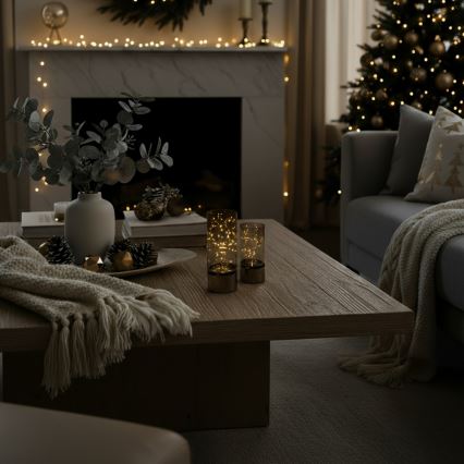 LOT DE 2 guirlandes LED de Noël 20xLED+10xLED/2xAA+3xAA blanc chaud