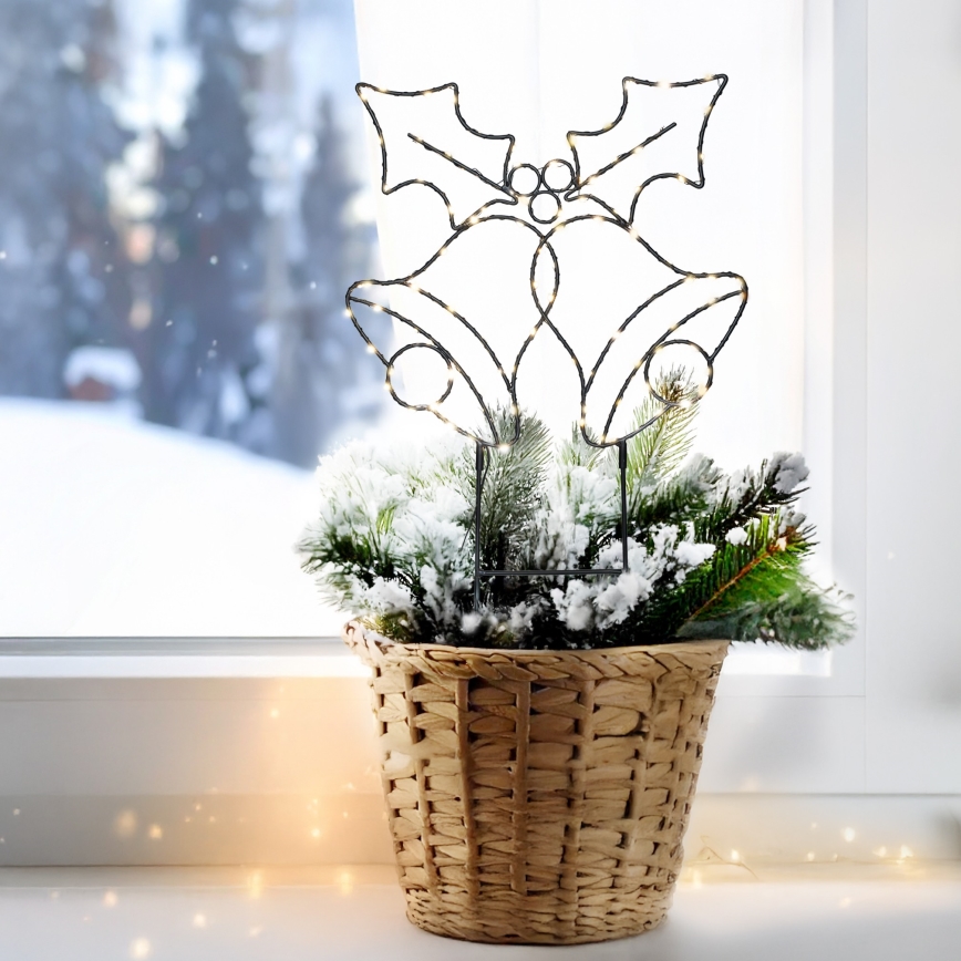 Decorazione natalizia LED da esterno 100x LED/3x AA IP44 bianco caldo campanelle
