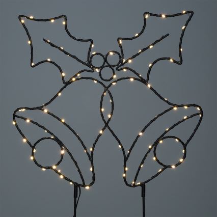 Decorazione natalizia LED da esterno 100x LED/3x AA IP44 bianco caldo campanelle